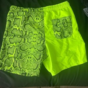 Neon and Black Snakeskin Shorts